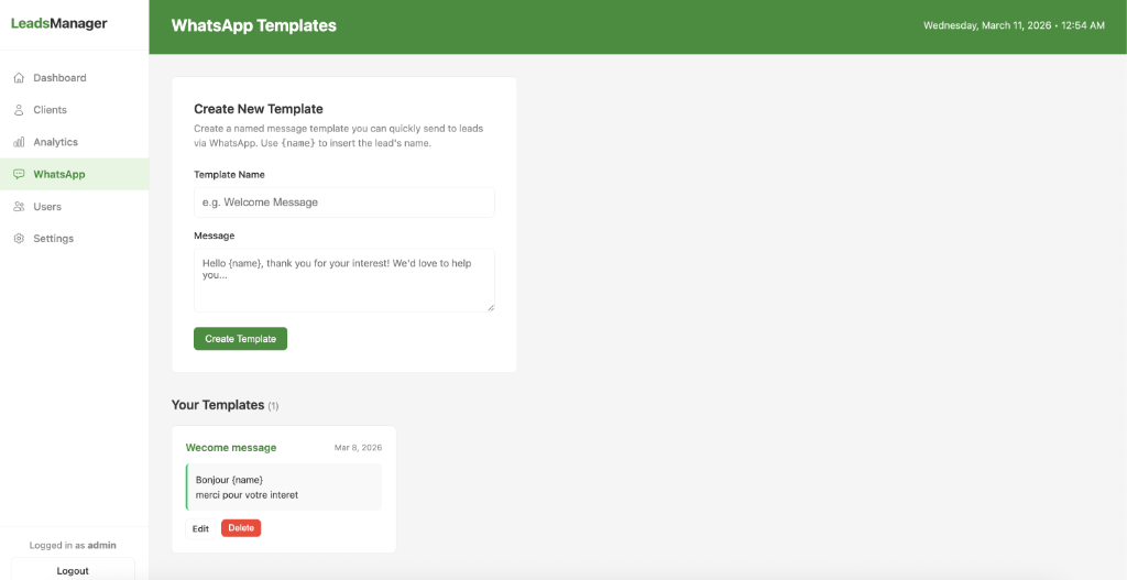 Modèles de messages WhatsApp